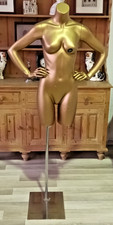 Vintage Female Mannequin On Stand Golden Colour Rare Lingerie Window Display