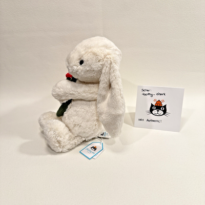 Jellycat Cream Bunny with Rose BNWT - 100% Authentic - Fast Ship