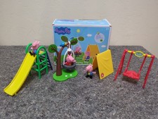 Peppa Pig Lot: Camping Trip  Playground Bundle w 3 Figures, Tent, Slide, Swings