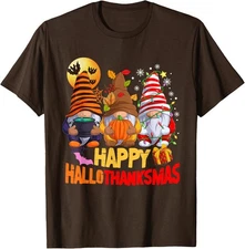 Happy Hallothanksmas Gnomes Lover Halloween Fun Unisex T-Shirt