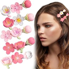 5pcs Cute Flower Hair Barrettes for Women, Non-Slip Colorful Peach Blossom Ha...