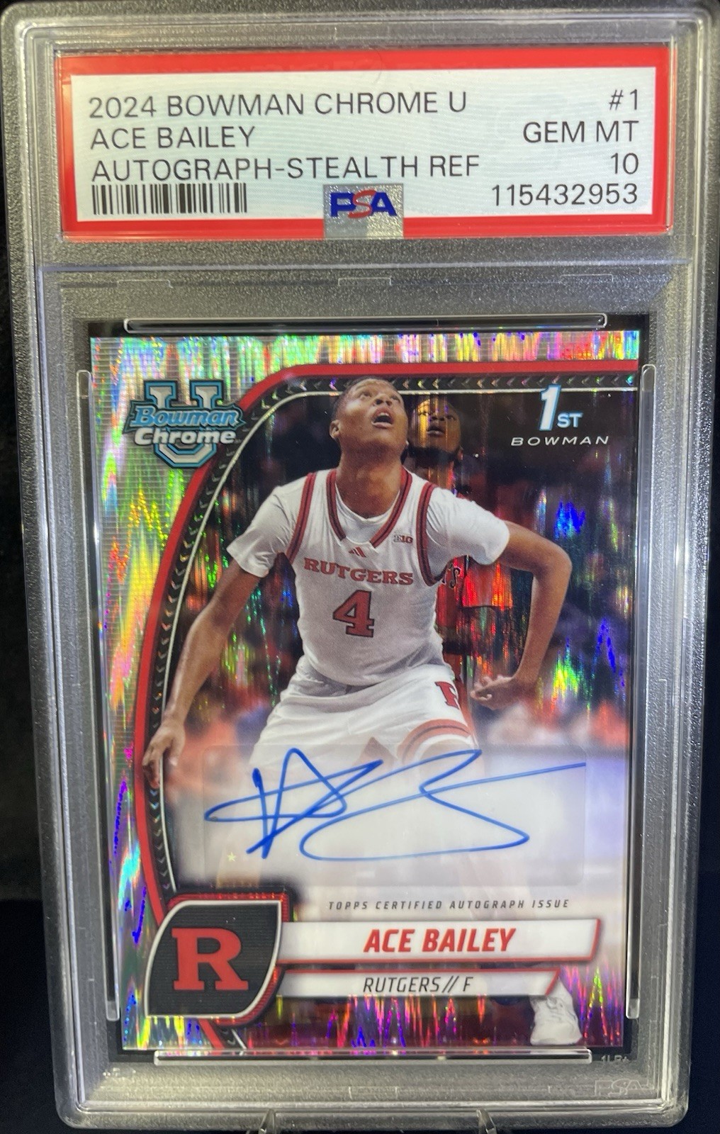 2024 1st Bowman Chrome U Ace Bailey #1 Autograph-Stealth Refractor (RC)💎