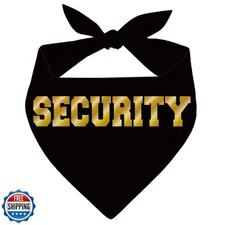 Security Dog Bandana, Black Gold Pet Dog Scarf Accessories, Pet Dogs Triangle