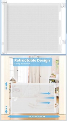 HAMOPY Retractable Baby or Pet Gate, 33'' Tall, Extends up to 55'' Wide