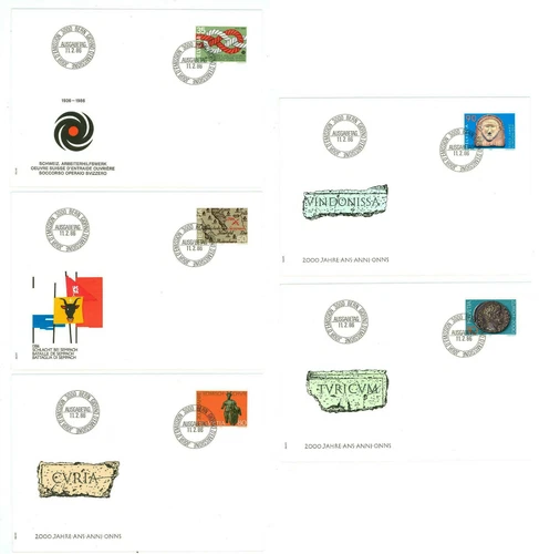 Switzerland K04 5 FDC 1986 Map Art Sculpture old Coin