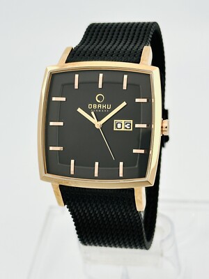 【obake】 Obaku Denmark V134GVBMB Men's Rose-Gold Black Mesh Stainless Steel