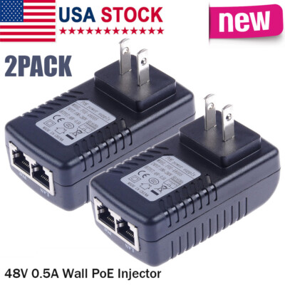 48V 0.5A POE Power Supply Injector Ethernet Adapter Wall Plug for IP Cameras