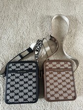 Michael Kors Jet Set Mens Medium Flat Crossbody Bag Black Monogram  