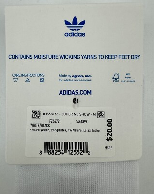 NEW adidas Originals Classic Superlite Sneaker Socks Sz 5-10 White