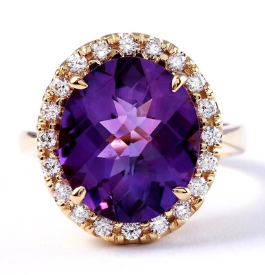 Carat Natural Purple Amethyst and Diamonds in 14K Yellow Gold