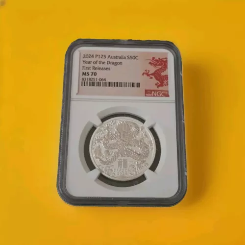 2024 Lunar Year of the Dragon Australia .9999 Silver NGC MS70 1/2oz Coin "P125"
