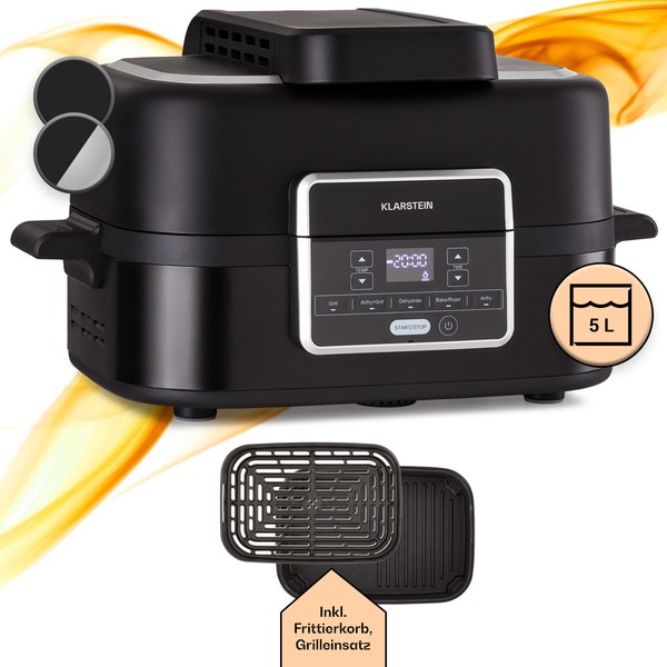 HeißLuftfritteuse Grill Dampfgarer Backofen DöRrer Airfryer 1500 W 4,5 L Schwarz-image