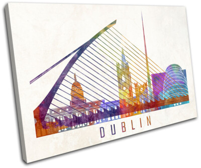 Dublin Ireland Abstract Grunge City SINGLE CANVAS WALL ART Picture