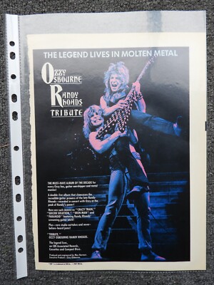 Ozzy Osbourne Randy Rhoads Tribute album clipping - one page promo  - 1987 VGC