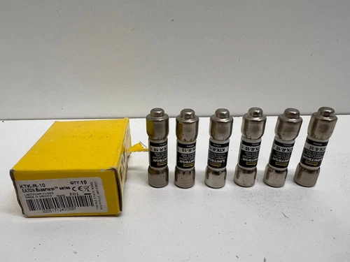 LOT OF (6) NEW IN BOX! BUSSMANN-EATON 10A 600VAC FAST-ACTING FUSES KTK-R-10