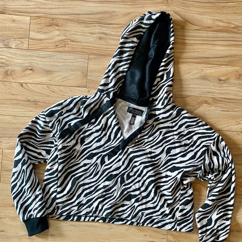 Victorias Secret Crop Hoodie Zebra Print Loose Fit Top Size XS - Picture 3 of 8