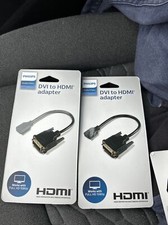 Lot of 2 Philips DVI to HDMI Adapter, connects DVI output to HDTV/Monitor, NEW