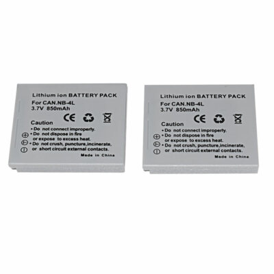 Pack 2 Batteries NB-4L + Chargeur Pour Appareils Photo Canon - Compatible PowerShot SD, IXUS, ELPH - Voyage, Recharge Rapide