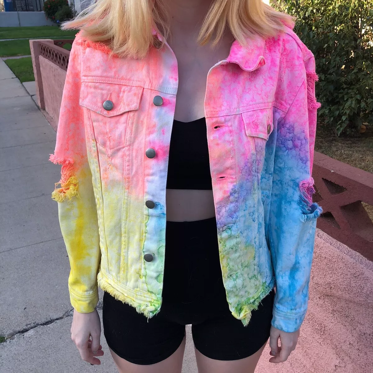 Tie Dye Women's Jean Jacket Rainbow Jean Jacket Tye 