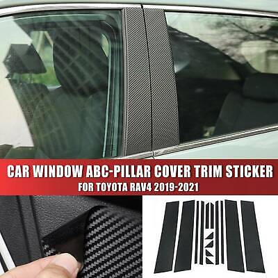 Carbon Fiber Front Door Window A Pillar Cover Trim Fit For Toyota RAV4 2019-2021