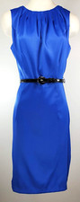 Dressbarn Dress - Size 12 - Blue - Belt - Slit & Zipper in Back - Unlined