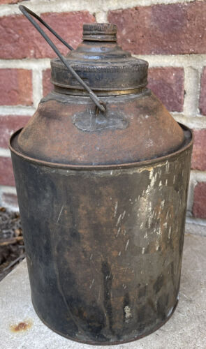 Antique Primitive Solder Seam Gas Oil Tin Can Rustic Farmhouse Decor - Picture 1 of 7
