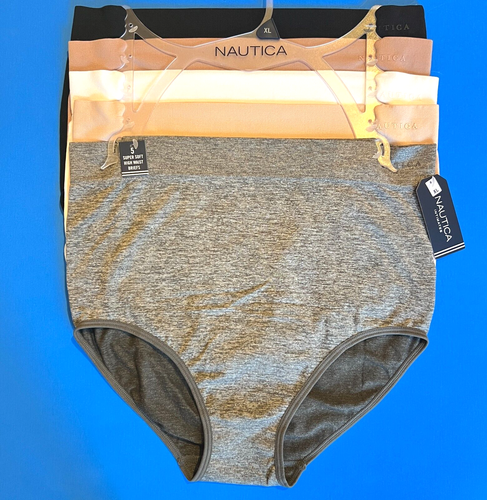 NWT 5pc Nautica Super Soft Stretch High Waist Briefs Panties Sz XL Nylon