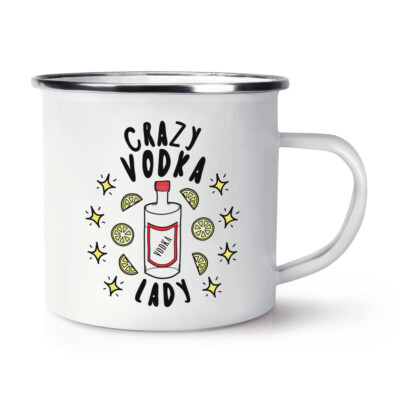 Crazy Vodka Lady Sterne Emaille Becher Tasse lustig Witz betrunken Mama Muttertag