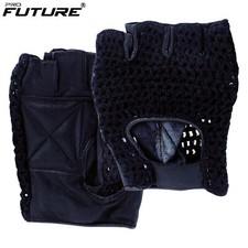 Guanto Senza Dita Pelle Auto Moto Chopper Custom Mezze Dita Tagliate PELLE MESH