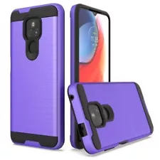 For Motorola Moto G Play 2021 Case Phone Cover Ring Kickstand + Tempered Glass