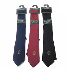 Lauren Ralph Lauren Big Boys Silk Tie Red, Navy, Black -Logo-Solid