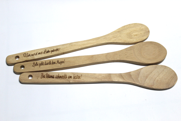 3-Teilig KochlöFfel Buchenholz Kochbesteck HolzlöFfel Mit Gravuren 30 Cm-image