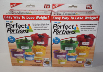 Get Fit Perfect Portions Food Storage Containers 14Pc 2 Box Set As Seen on TV