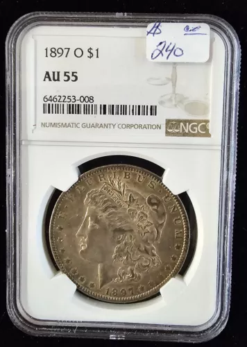 1897 O $1 Morgan Silver Dollar NGC AU 55 (TONED)