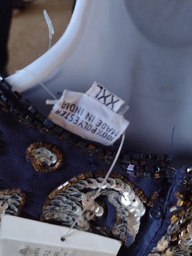 NEW VTG Scala Beeta Grover polyester Sequin Beaded Party Cocktail Dress Blue XXL - Picture 5 of 12