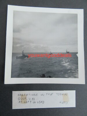 2 VINTAGE 3X3 ORIG PHOTO USN USS INTREPID SALAMONIE AOE-1 OPERATIONS TONKIN GULF