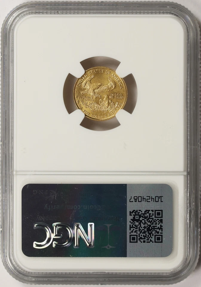 American Eagle 2003 oro $5 1/10 oz NGC MS69 .9167 fino Foto 2 de 4