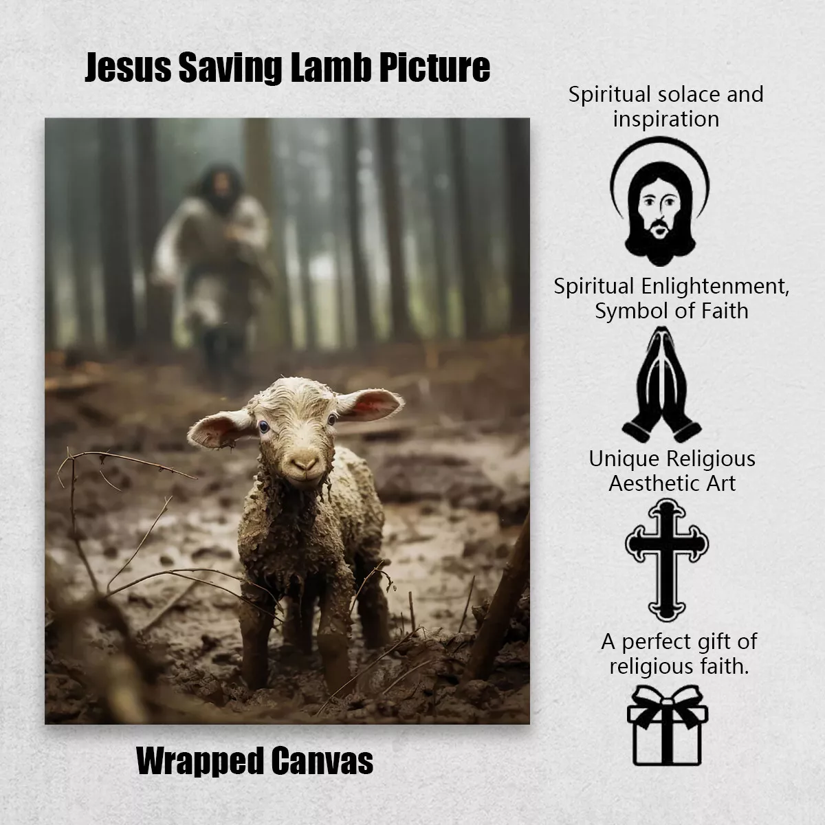 Jesus Paintings Canvas Wall Art Jesus Saving The Lost Lamb Poster Print |  eBay