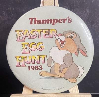 Vintage 3 Inch Pin Back Button Thumper s EASTER EGG HUNT 1983 Walt Disney