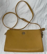 TORY BURCH Small Slim Yellow Leather Crossbody Purse Bag