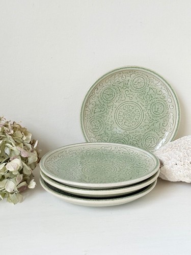 4 Medium Celadon Plates