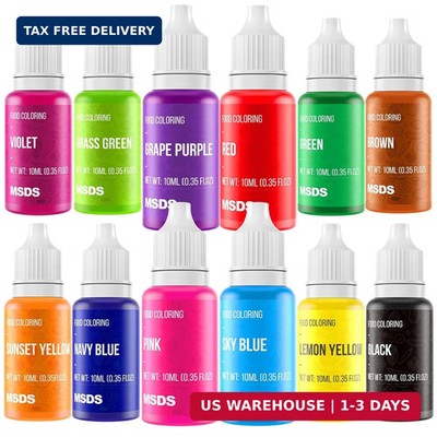 Food Coloring Liquid Set - 12 Vibrant Color Food Grade Food Coloring Gel Conc...