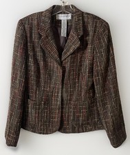Sag Harbor Yarn Stitch Blazer Jacket Brown Tweed Women s Size 10P Vintage 1980 s