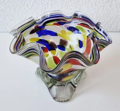 Schöne mundgeblasene bunte Murano Vase mit Punkten - Italien um 1960 - rar - Bild 1 von 4