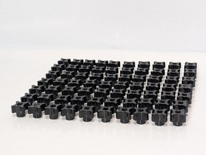 Lot of 70: 4-Prong Industrial 1" Black Control Knobs with Threaded Brass Inserts