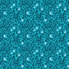 Feline Drive Fabric CELTIC CATS Forest Cats Teal - Fat Quarter (18"x22") FQ