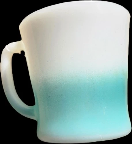 Vintage Fire King Turquoise Ombré Coffee Mug Anchor Hocking 1950s MCM Rare USA