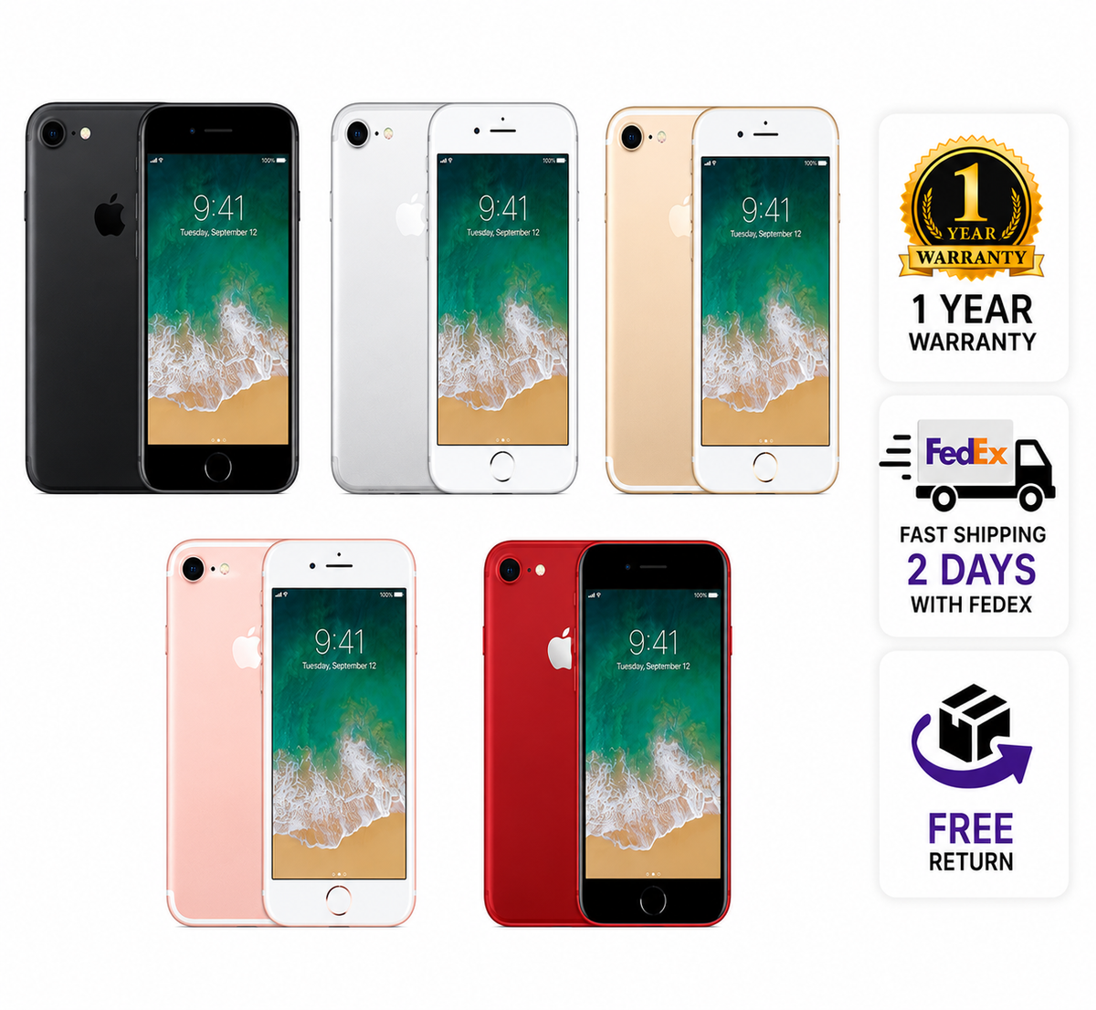 Apple iPhone 7 Unlocked 32GB 128GB 256GB ATT Tmobile EXCELLENT - 1