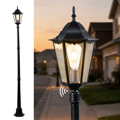 #ad 84.25#x27;#x27; Outdoor Lamp Post Light Dusk to Dawn Photocell Driveway Yard E26 $150.40