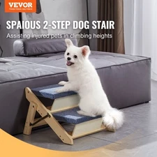 VEVOR Wooden Pet Steps, Convertible 2-in-1 Dog Stairs and Ramp for Beds, Sofas,